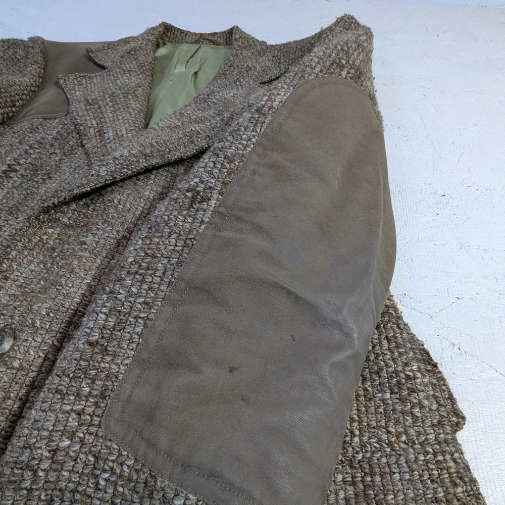 Vintage Johnny Carson Wool‎ Jacket L Brown Tweed Elbow Patches USA